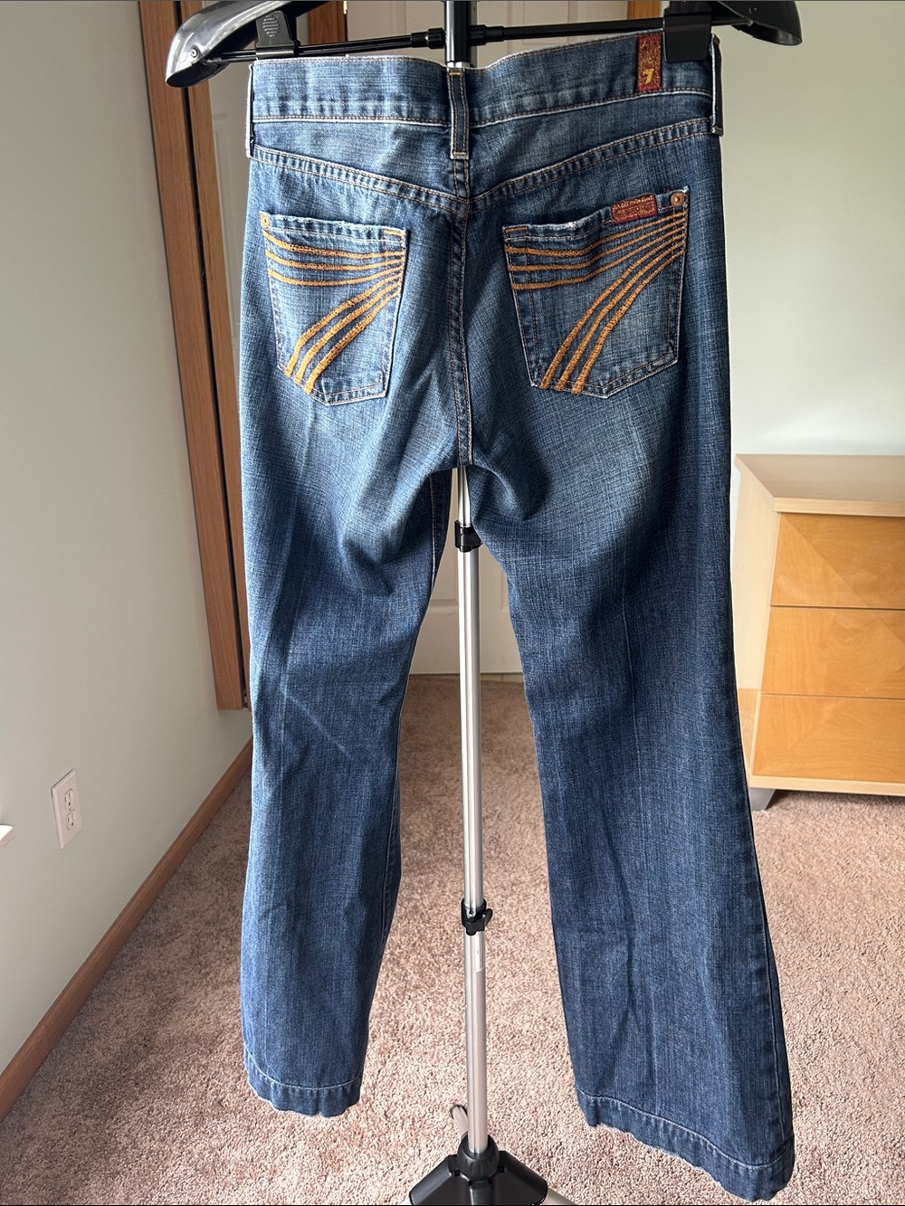 7 For All Mankind Bootcut Jeans in Medium Blue Fade - Picture 5 of 16
